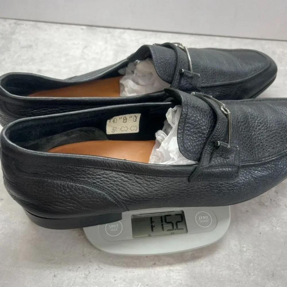 Bally Switzerland Styleflex Black Pebbled Leather Horsebit Loafers Mens Size 13D